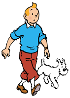 Tintin and Snowy, detail of a panel from the b...