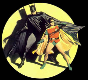 Batman with his sidekick Robin. Painting by Al...
