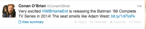 Conan O'Brien tweets Batman TV Series coming via WBHE