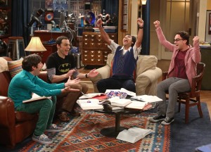 "The Junior Professor Solution" -- When Sheldon is forced to teach a class, Howard surprises everyone by taking it, on THE BIG BANG THEORY, Monday, Sept. 22, 2014 (8:30-9:00 PM, ET/PT), on the CBS Television Network. Pictured left to right: Simon Helberg, Jim Parsons, Kunal Nayyar and Johnny Galecki Photo: Michael Ansell/CBS ©2014 CBS Broadcasting, Inc. All Rights Reserved