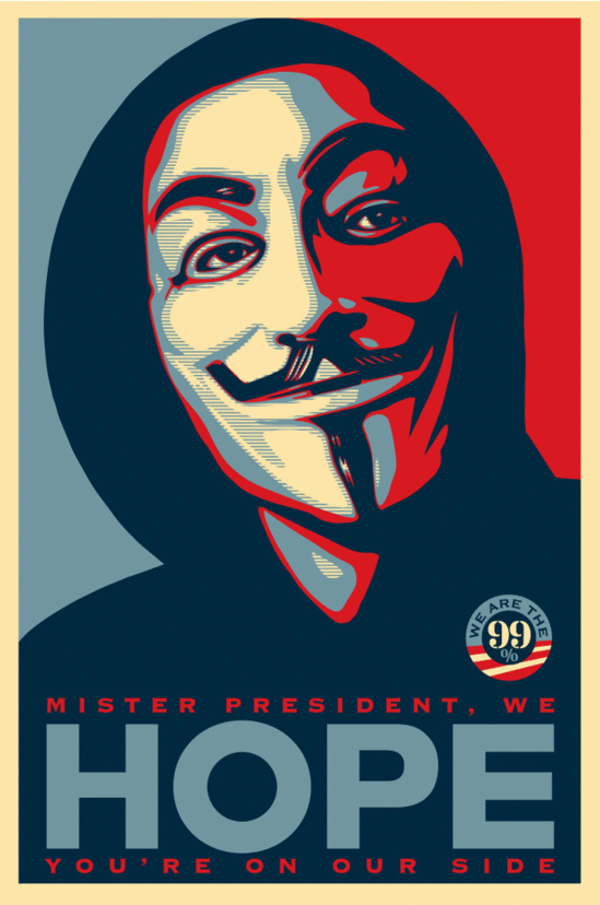 V For Vendetta Inspires Shepard Fairey S New Occupy Hope Poster